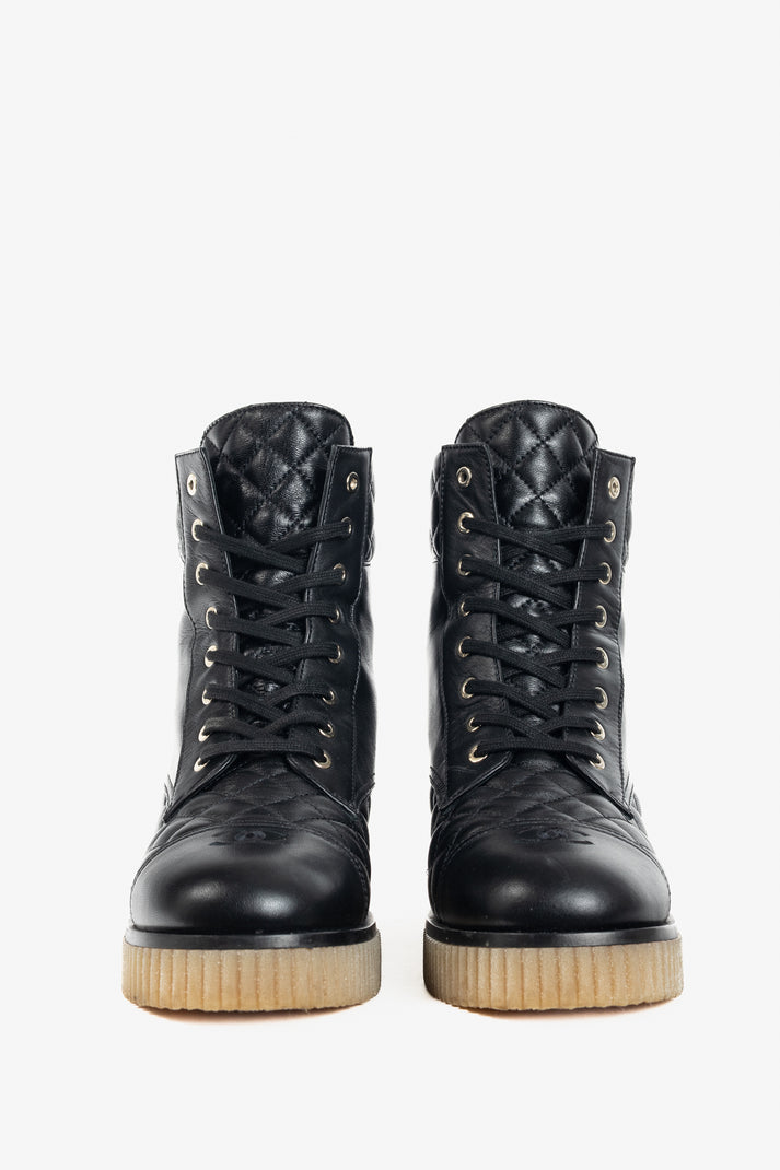 CC Calfskin Quilted CC Combat Boots