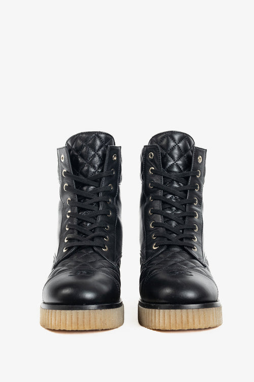 CC Calfskin Quilted CC Combat Boots