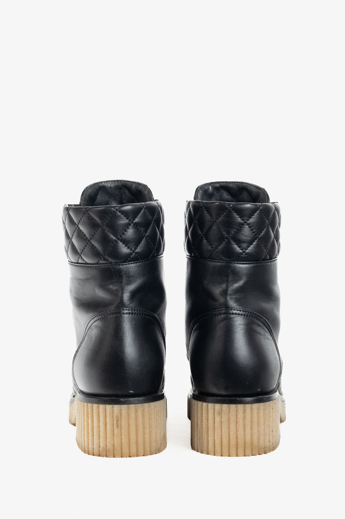 CC Calfskin Quilted CC Combat Boots