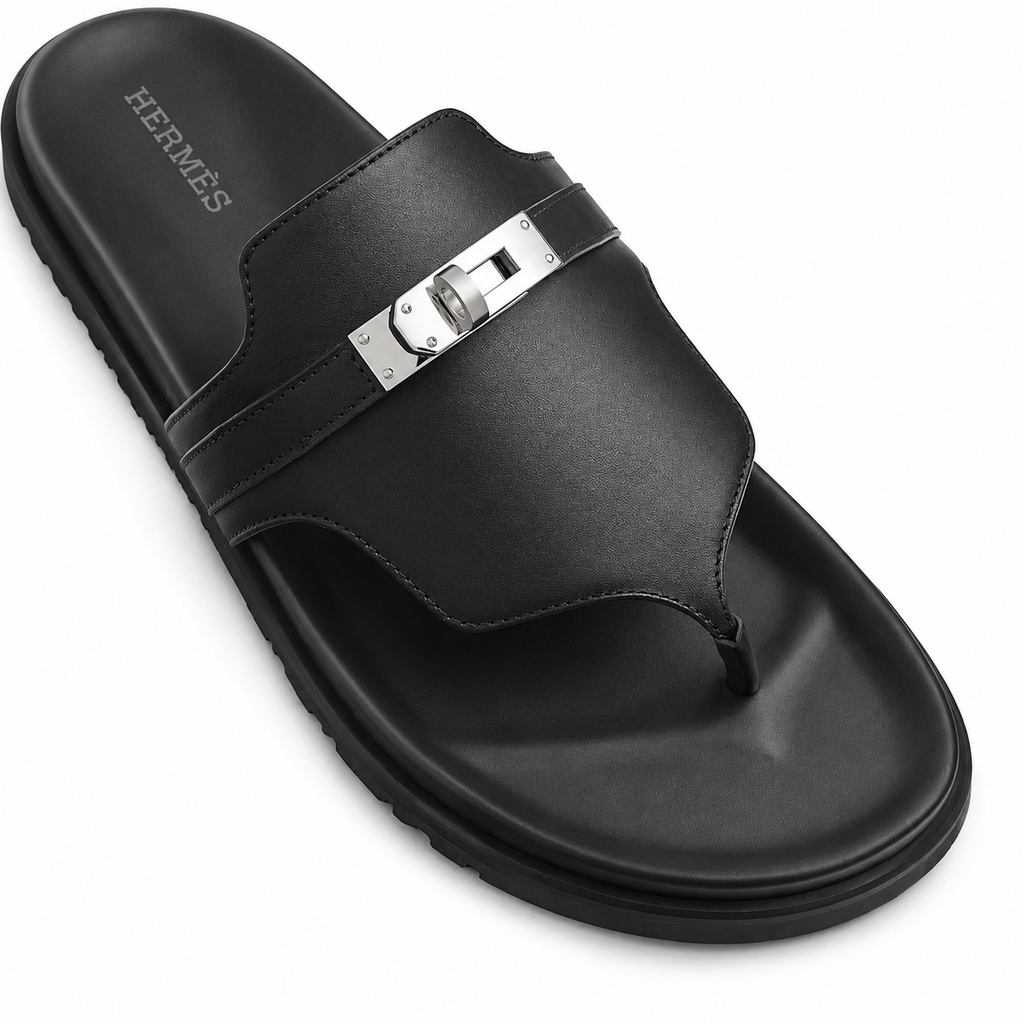 Empire Leather Slippers – Black