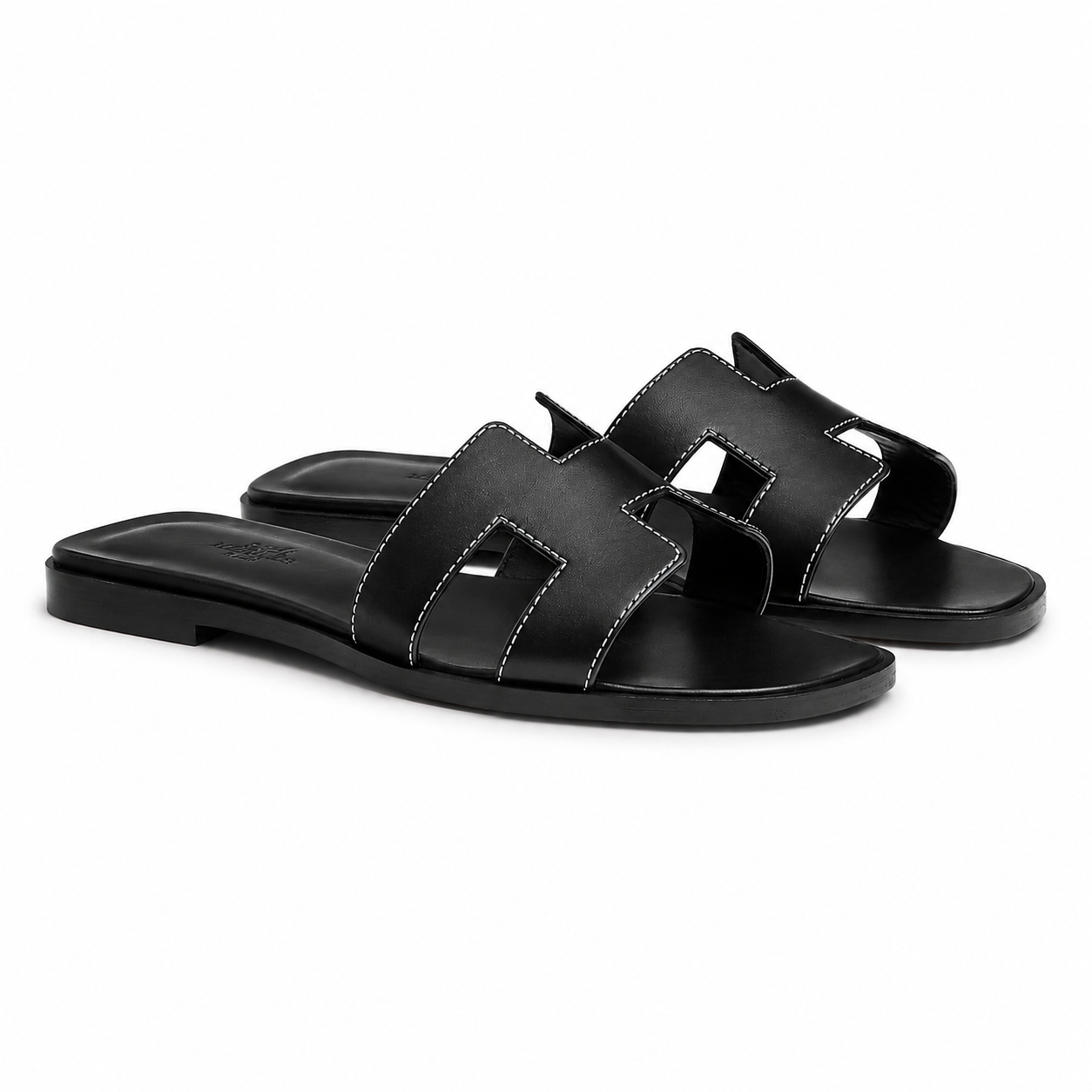 Oran Leather Slippers – Black