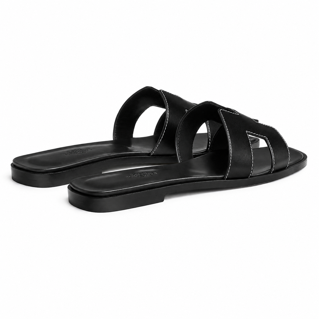 Oran Leather Slippers – Black