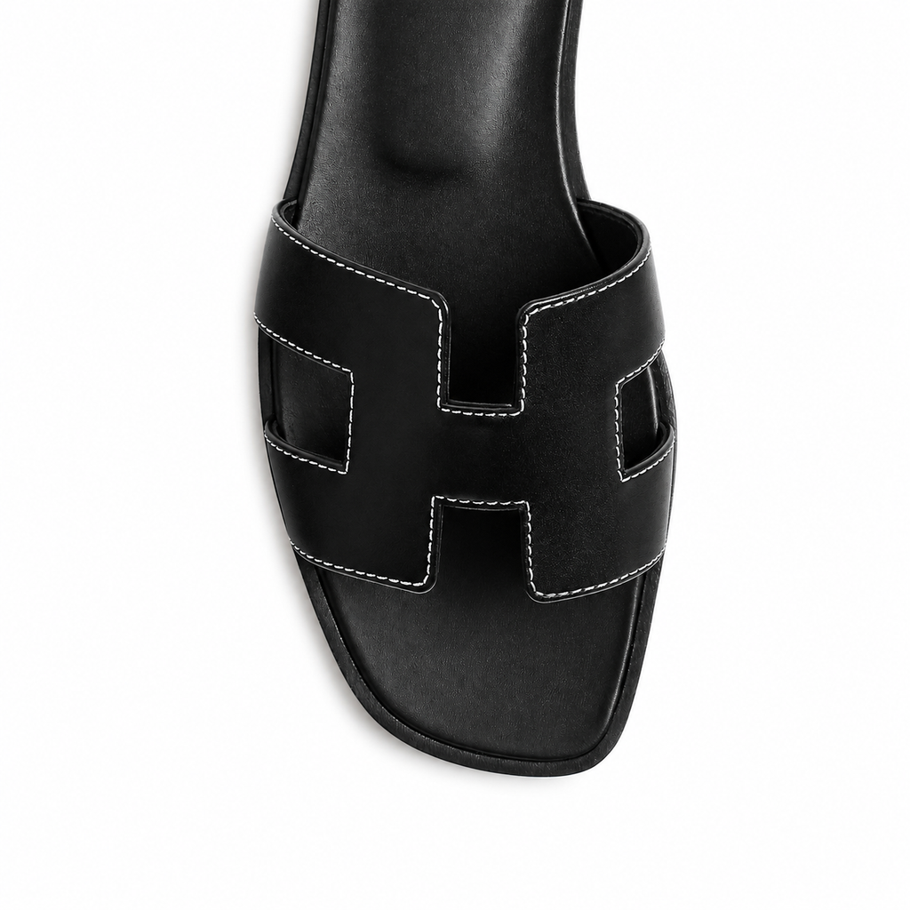 Oran Leather Slippers – Black