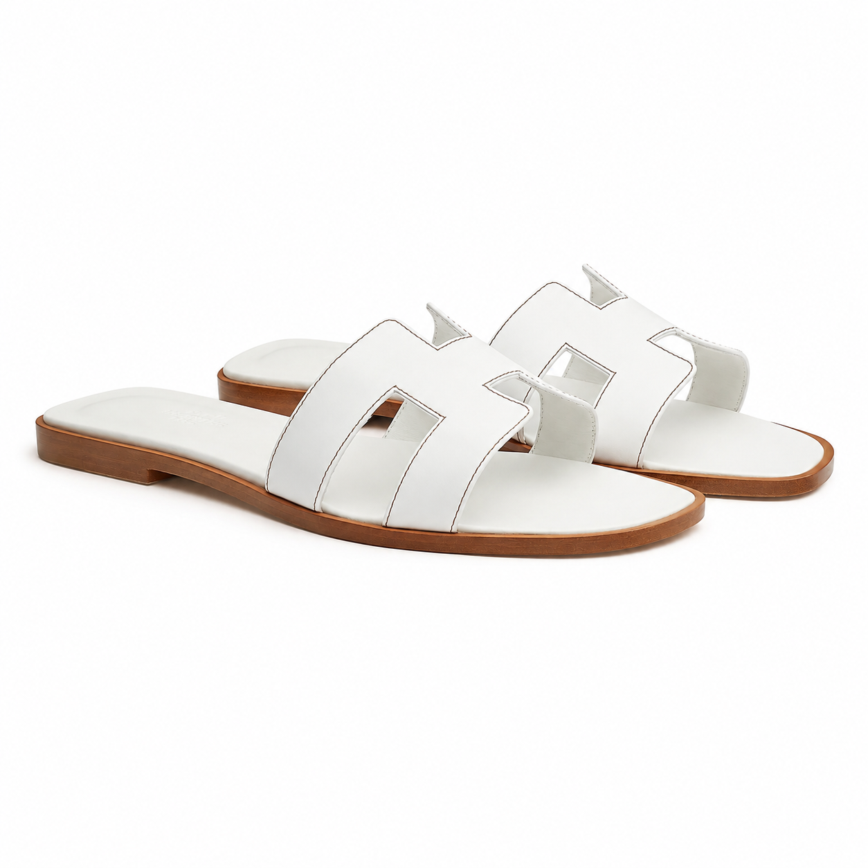 Oran Leather Slippers – White