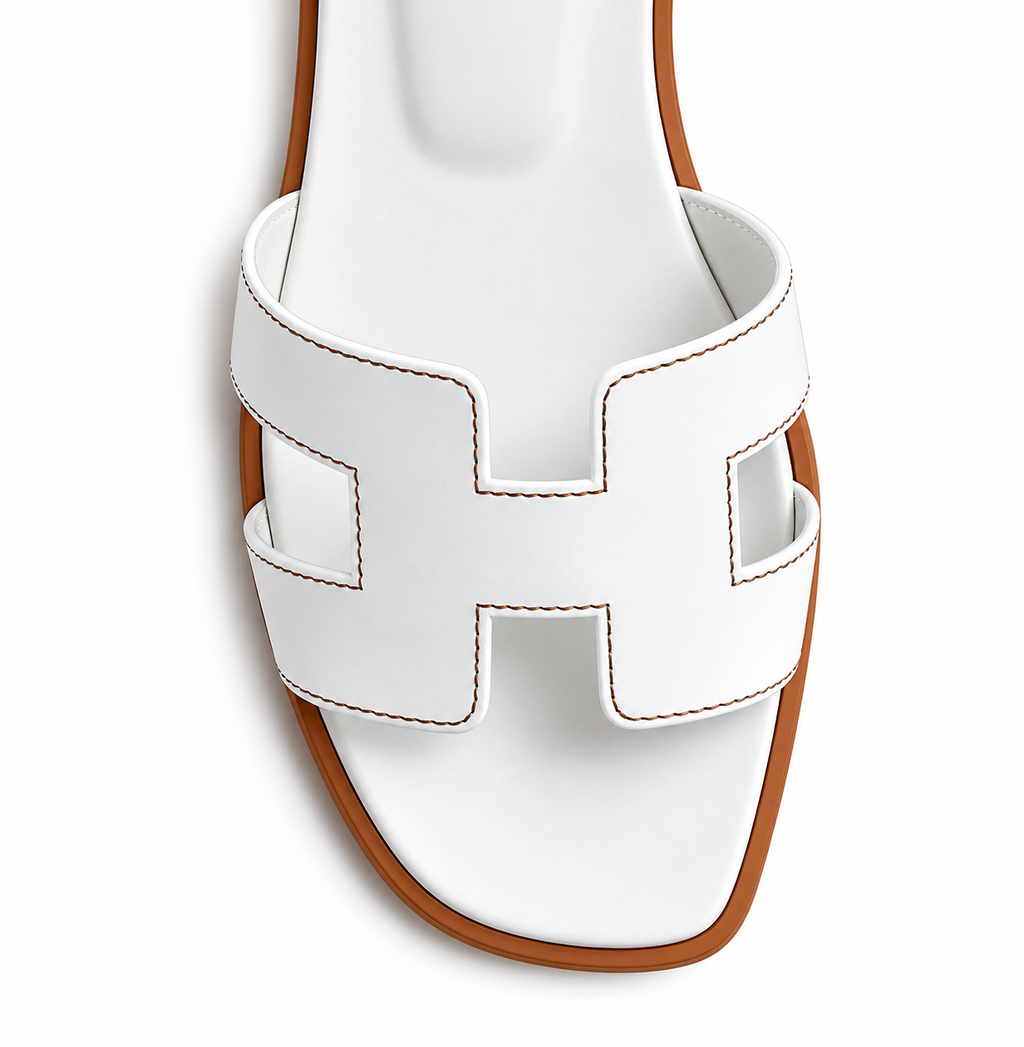 Oran Leather Slippers – White