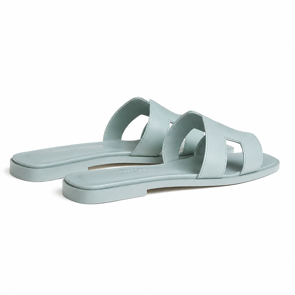 Oran Leather Slippers – Glacier Blue