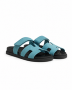 Chypre Leather Slippers – Mineral Blue