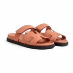 Chypre Leather Slippers – Peach/Beige