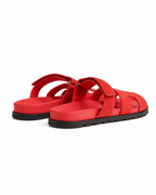 Chypre Leather Slippers – Vibrant Coral Pink