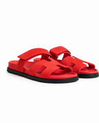 Chypre Leather Slippers – Vibrant Coral Pink