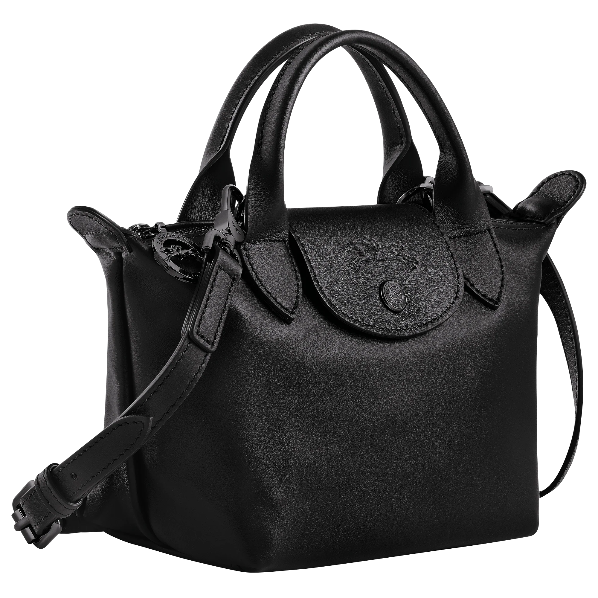 Le Pliage Xtra XS Leather Top Handle Bag – Black