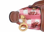 Le Pliage Collection Mini Top Handle Bag with Pink Floral Detail (Crossbody Strap)