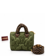 Pillow Speedy 25 Nylon Green and Brown Monogram Bag
