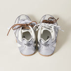 Metallic Leather and Mesh Sneakers