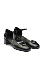 35mm Glossy Leather Heeled Pumps – Black