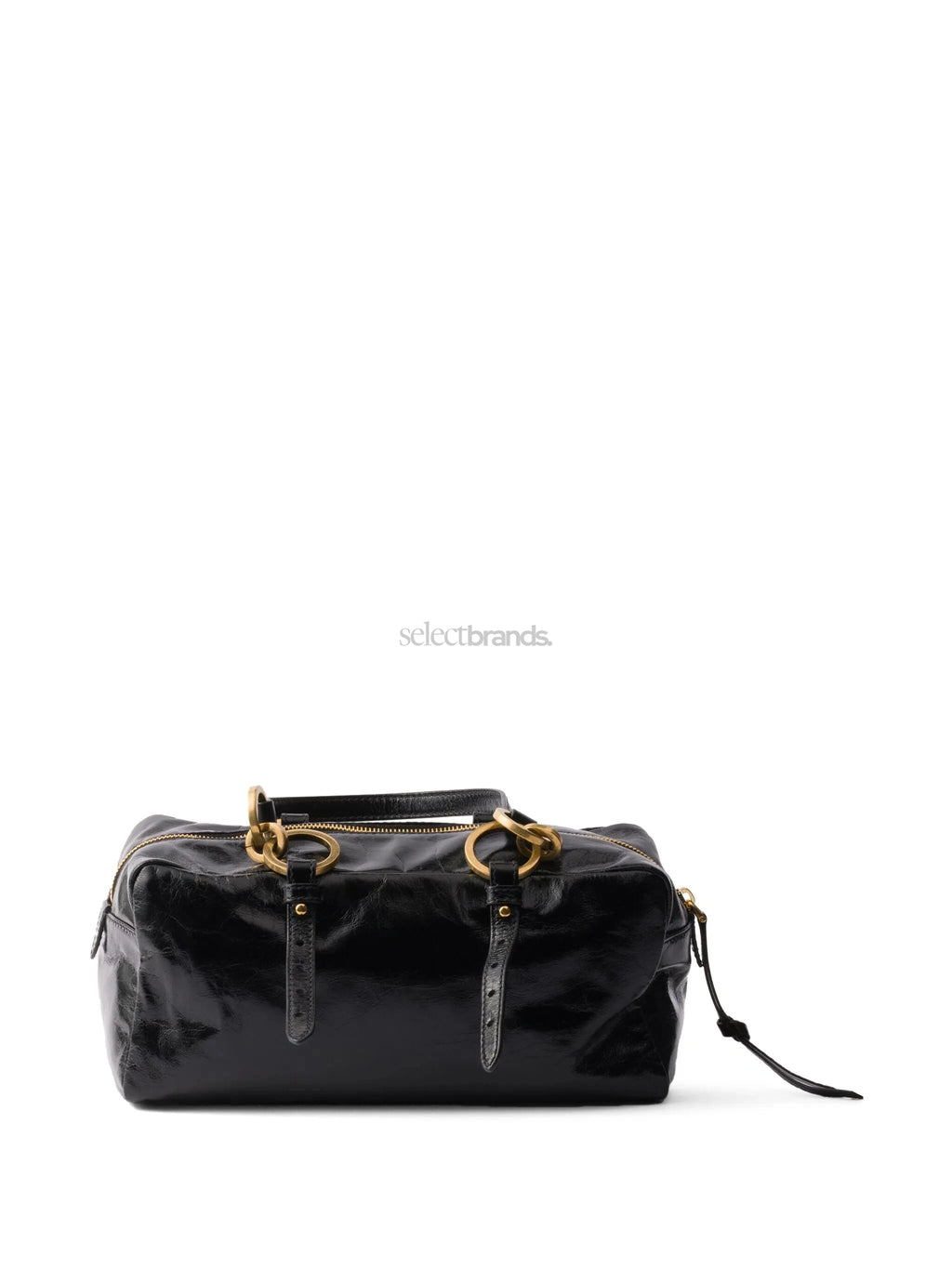 Medium Glossy Leather Tote Bag – Black