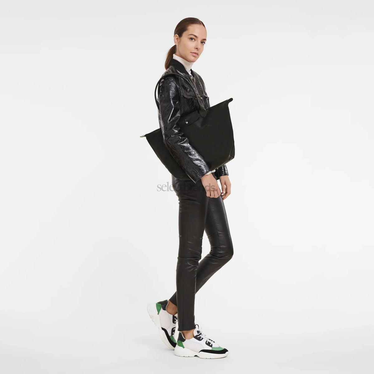Le Pliage Green Large Tote Bag – Black