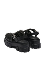 55mm Leather Platform Sandals – Black