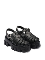 55mm Leather Platform Sandals – Black