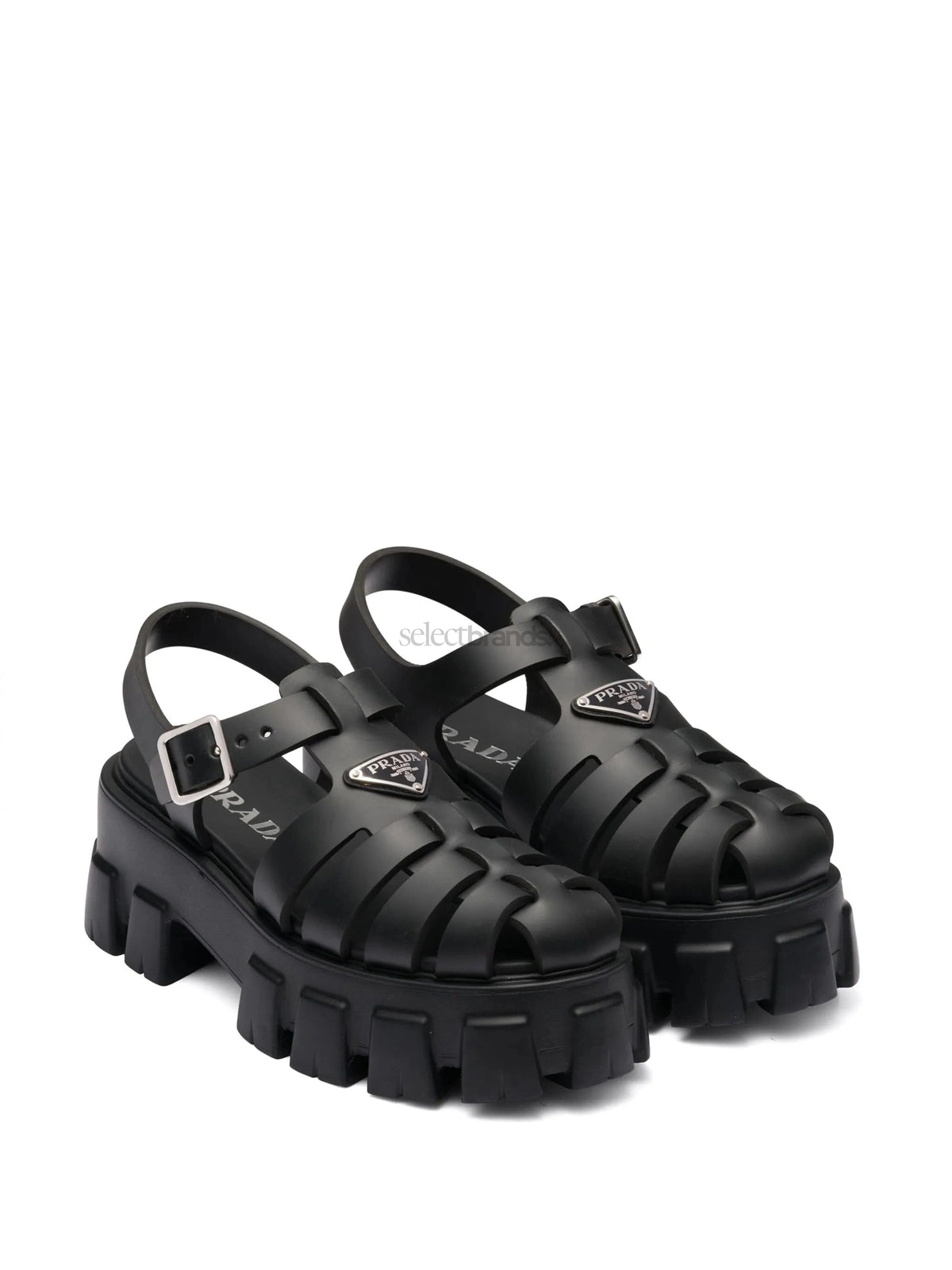 55mm Leather Platform Sandals – Black