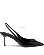 75mm Glossy Leather Heeled Pumps – Black