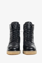 CC Calfskin Quilted CC Combat Boots