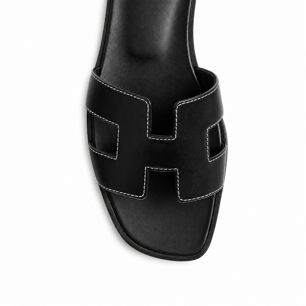Oran Leather Slippers – Black