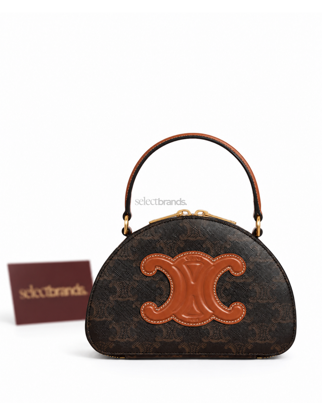 Half Moon Handbag in Triomphe Canvas and Calfskin