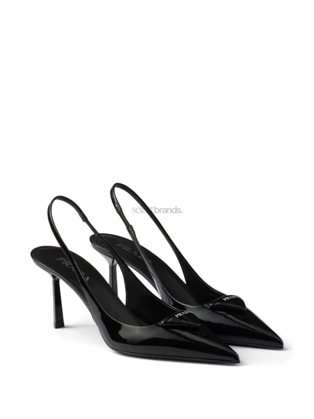 75mm Glossy Leather Heeled Pumps – Black