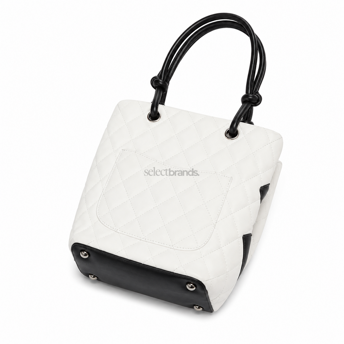 CC 2004 White/Black Quilted Ligne Cambon Mini Tote Bag