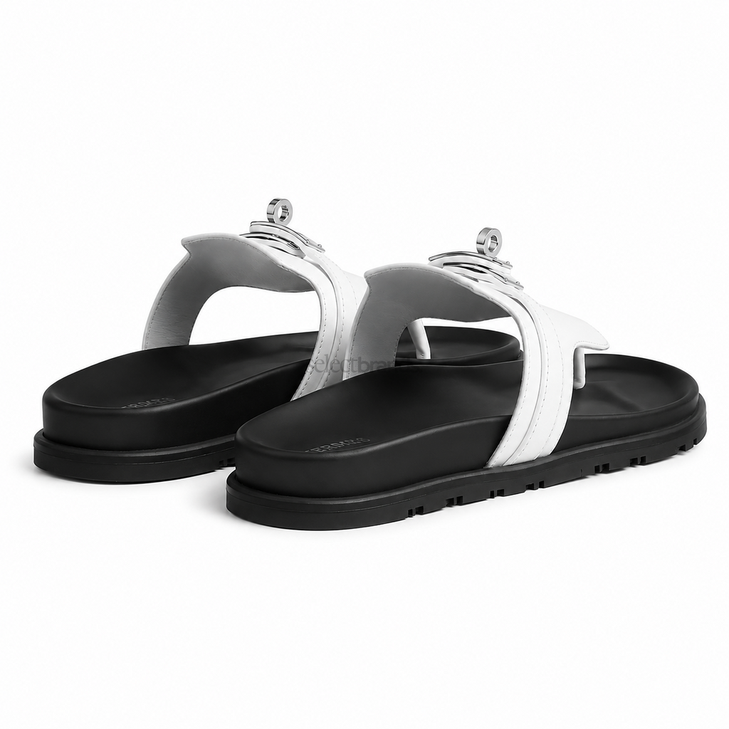 Empire Leather Slippers – White