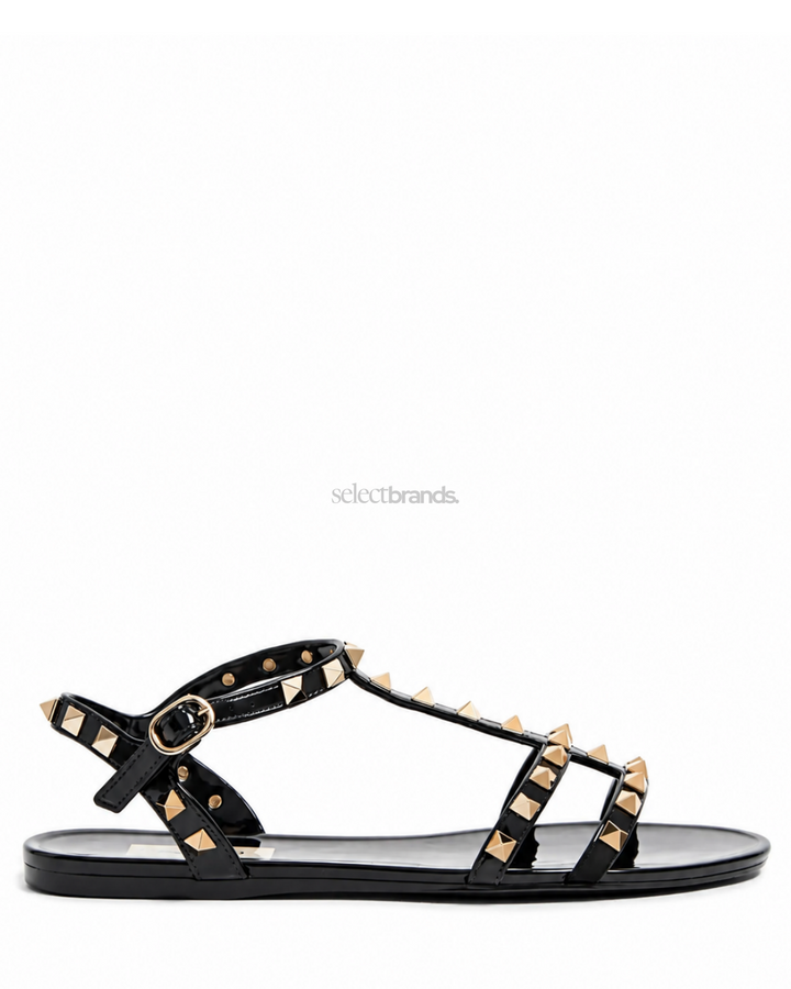 Rockstud Black Studded Women’s Beach Slides