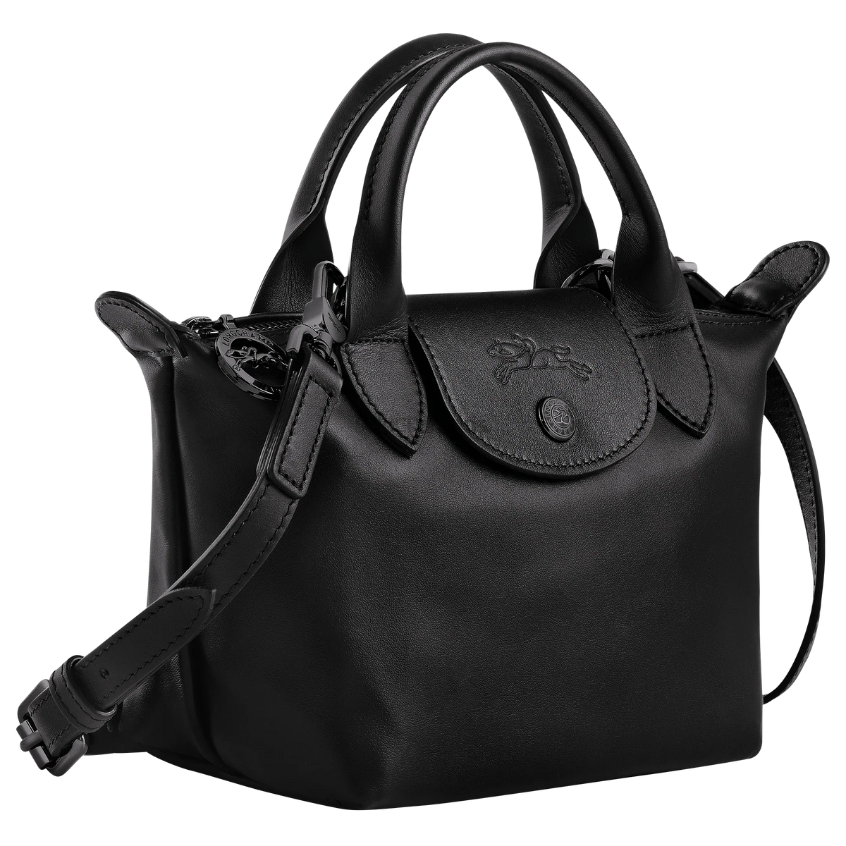 Le Pliage Xtra XS Leather Top Handle Bag – Black