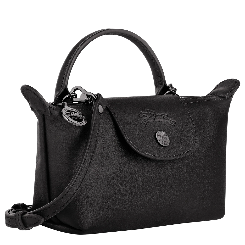 Le Pliage Xtra XS Mini Leather Top Handle Bag – Black