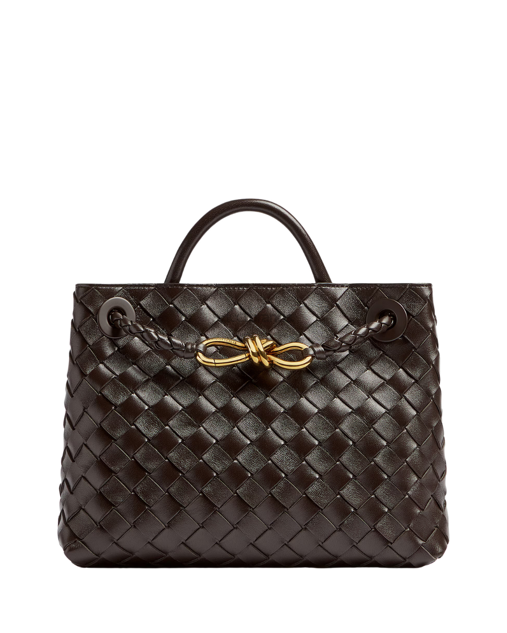 Small Andiamo Leather Top Handle Bag  – Dark Brown