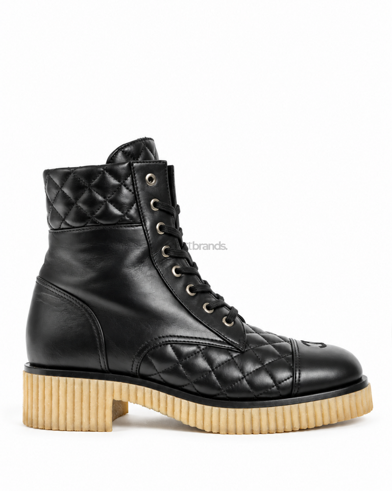 CC Calfskin Quilted CC Combat Boots