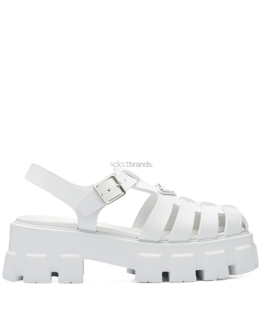 55mm Leather Platform Sandals – White