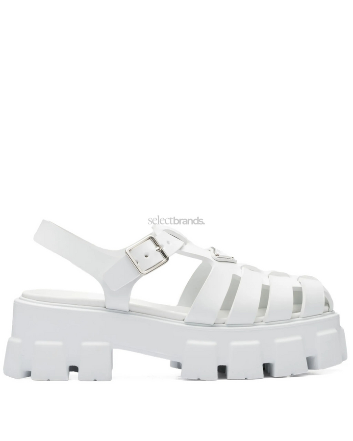 55mm Leather Platform Sandals – White