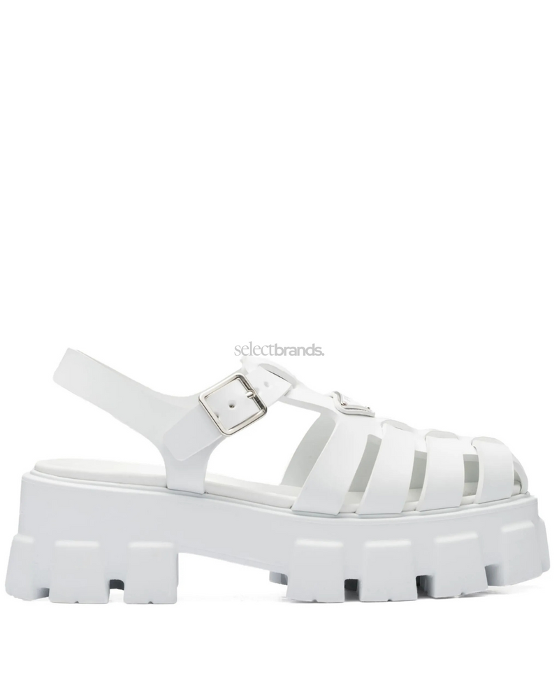 55mm Leather Platform Sandals – White