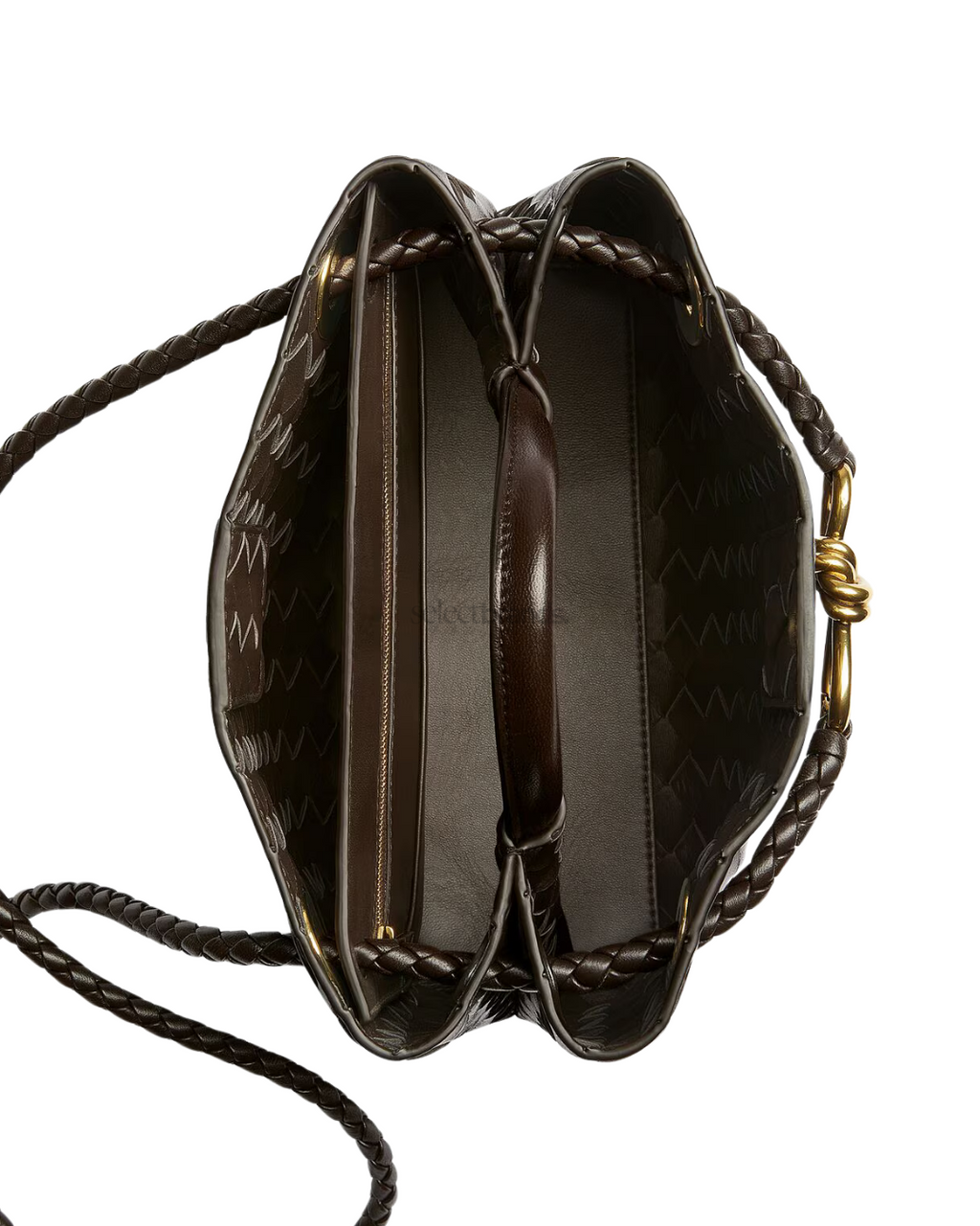 Small Andiamo Leather Top Handle Bag  – Dark Brown