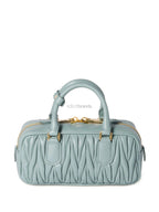 Arcadie Quilted Leather Tote Bag – Light Blue