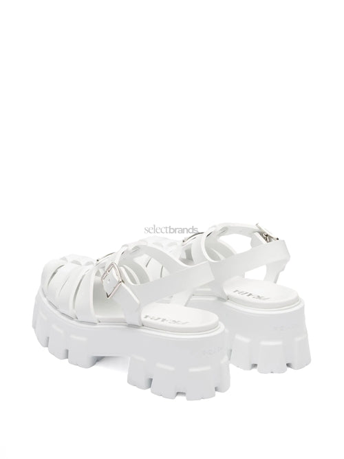 55mm Leather Platform Sandals – White